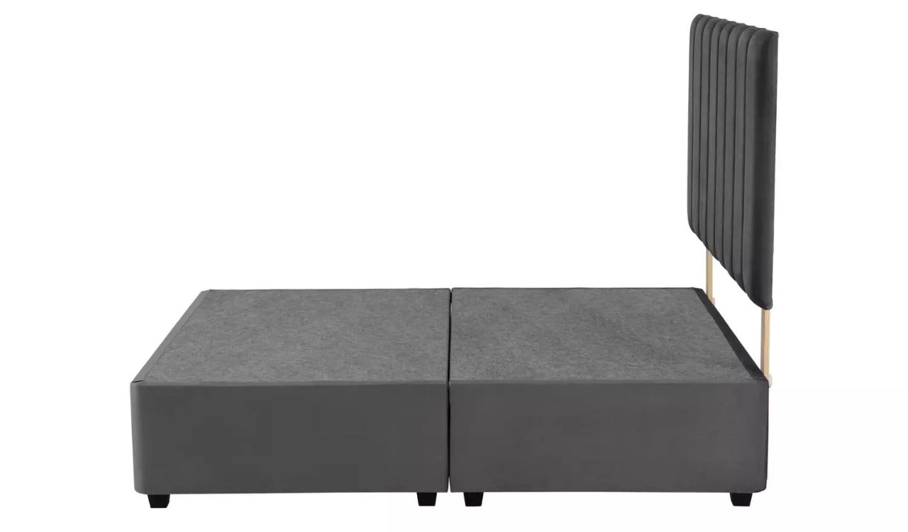 King Size: Steel Grey Velvet  King Size Divan Bed