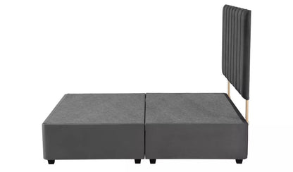 King Size: Steel Grey Velvet  King Size Divan Bed