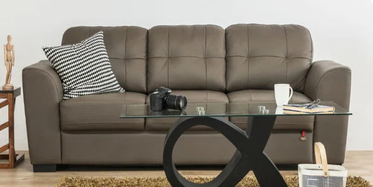 3 Seater Sofa:- Kinley Leatherette Sofa Set (Gray)