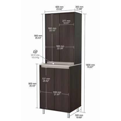 Kitchen Cupboard: 4-Door 71" Kitchen Pantry And Cabinet
