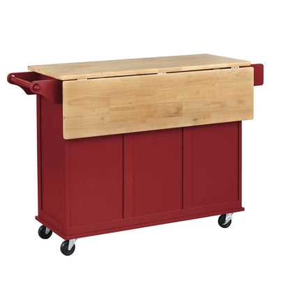 Kitchen Island Table: 53.75'' Wide Rolling Kitchen Island with Solid Wood Top