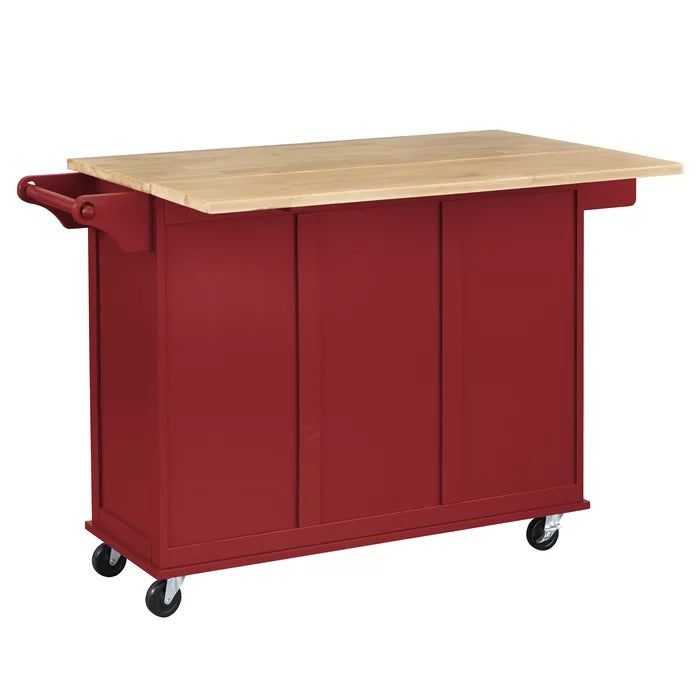 Kitchen Island Table: 53.75'' Wide Rolling Kitchen Island with Solid Wood Top
