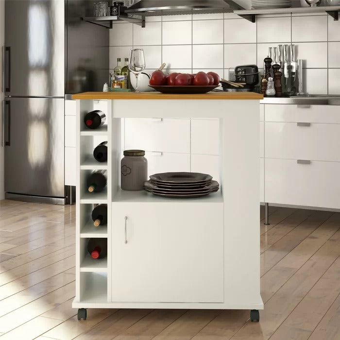 Kitchen Island: 29.6'' Wide Rolling Kitchen Island Table