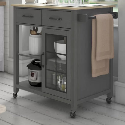 Kitchen Island: 32'' Wide Rolling Kitchen Island Table