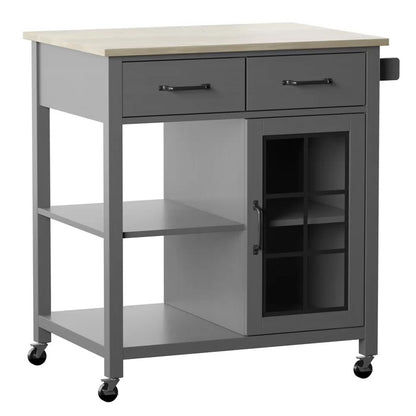Kitchen Island: 32'' Wide Rolling Kitchen Island Table