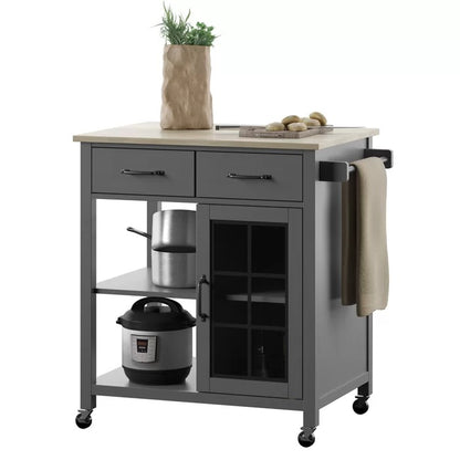 Kitchen Island: 32'' Wide Rolling Kitchen Island Table