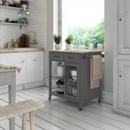 Kitchen Island: 32'' Wide Rolling Kitchen Island Table