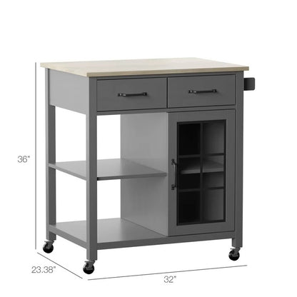 Kitchen Island: 32'' Wide Rolling Kitchen Island Table