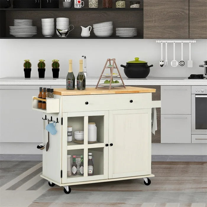 Kitchen Island: 37.4'' Wide Rolling Kitchen Island Table