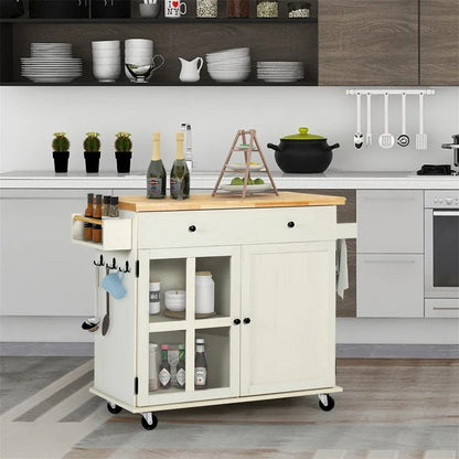 Kitchen Island: 37.4'' Wide Rolling Kitchen Island Table