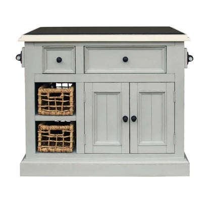 Kitchen Island: 41'' Solid Wood Kitchen Island with Granite Top