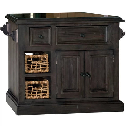 Kitchen Island: 41'' Solid Wood Kitchen Island with Granite Top