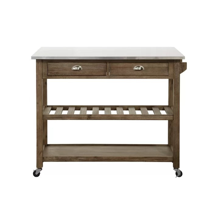 Kitchen Island: 44'' Wide Rolling Kitchen Island Table with Stainless Steel Top