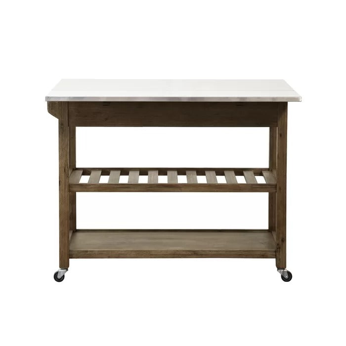Kitchen Island: 44'' Wide Rolling Kitchen Island Table with Stainless Steel Top