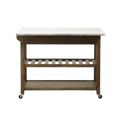 Kitchen Island: 44'' Wide Rolling Kitchen Island Table with Stainless Steel Top