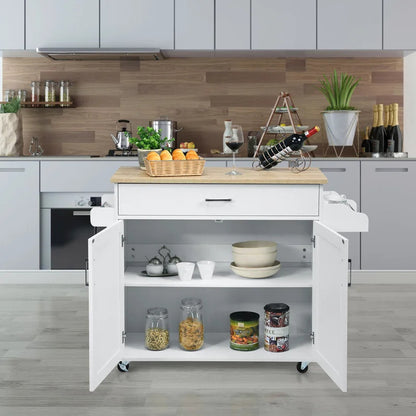 Kitchen Island: 45.5'' Kitchen Island with Locking Wheels