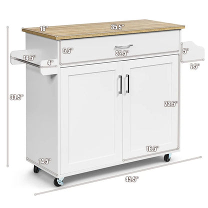 Kitchen Island: 45.5'' Kitchen Island with Locking Wheels