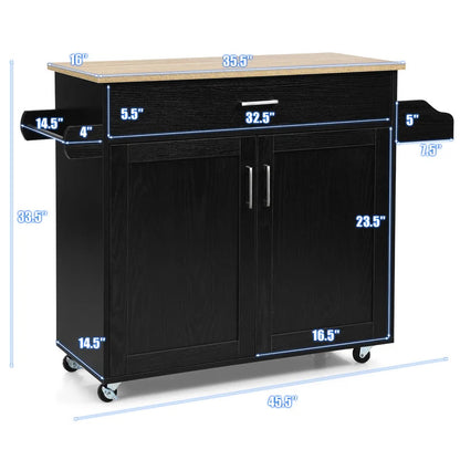 Kitchen Island: 45.5'' Kitchen Island with Locking Wheels