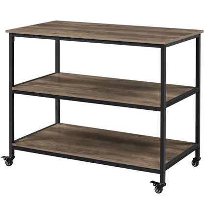 Kitchen Island: 47.5'' Iron Kitchen Island with Locking Wheels