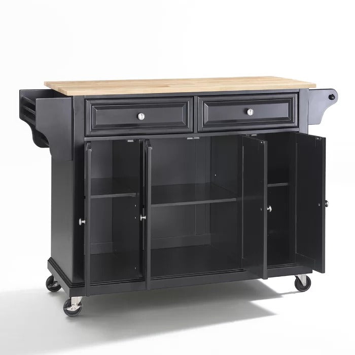 Kitchen Island: 51.5'' Wide Rolling Kitchen Island Table with Solid Wood Top