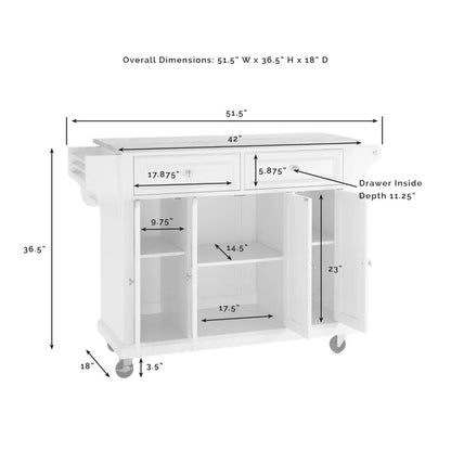 Kitchen Island: 51.5'' Wide Rolling Kitchen Island Table with Solid Wood Top