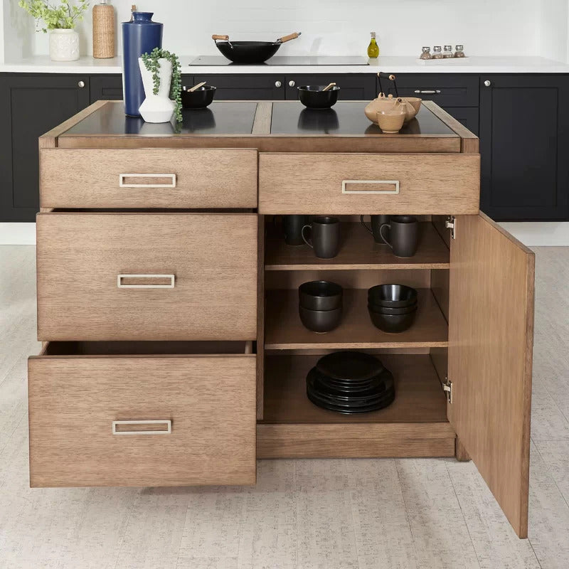 Kitchen Island: 7'' Kitchen Island with Solid Wood Top