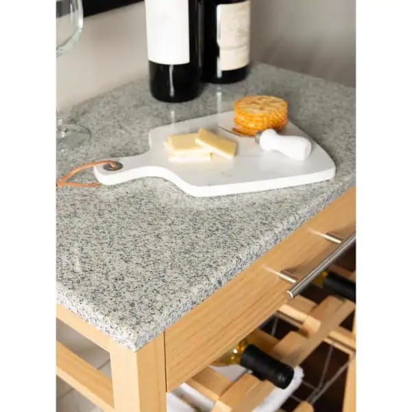 Kitchen Island Table: 22.88'' Wide Rolling Kitchen Cart with Granite Top