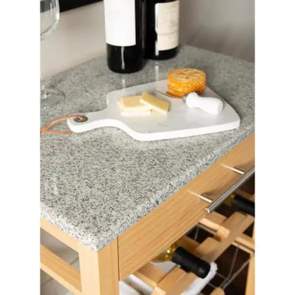 Kitchen Island Table: 22.88'' Wide Rolling Kitchen Cart with Granite Top