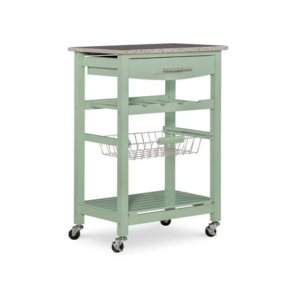 Kitchen Island Table: 22.88'' Wide Rolling Kitchen Cart with Granite Top