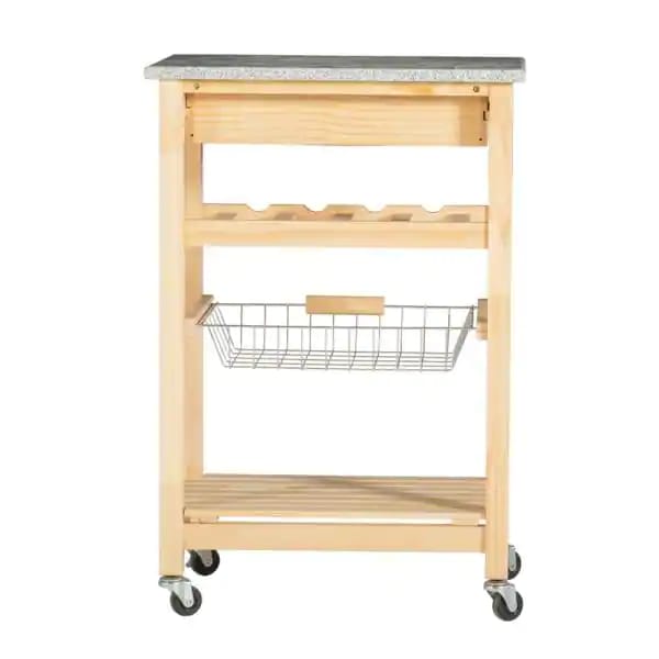 Kitchen Island Table: 22.88'' Wide Rolling Kitchen Cart with Granite Top