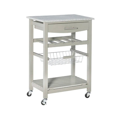 Kitchen Island Table: 22.88'' Wide Rolling Kitchen Cart with Granite Top