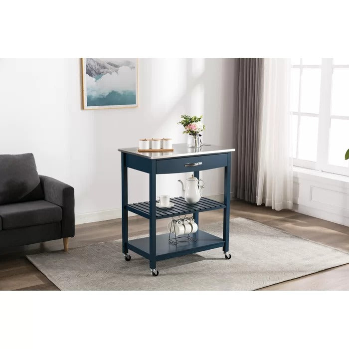 Kitchen Island Table: 30.5'' Wide Rolling Kitchen Cart with Stainless Steel Top