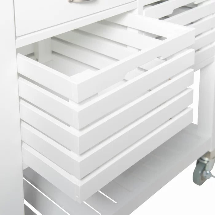 Kitchen Island Table: 30'' Wide Rolling Kitchen Cart with Stainless Steel Top