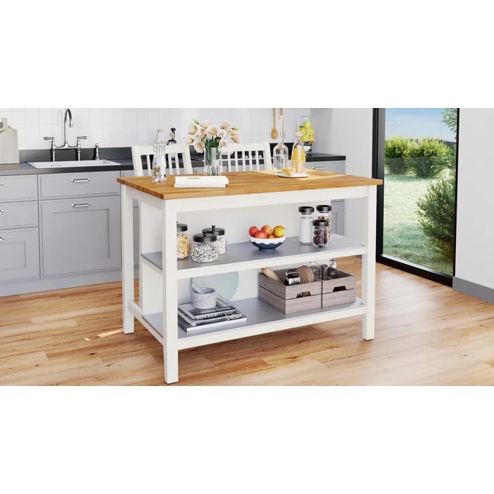 Kitchen Island Table: 49.6'' Wide Kitchen Island with Solid Wood Top