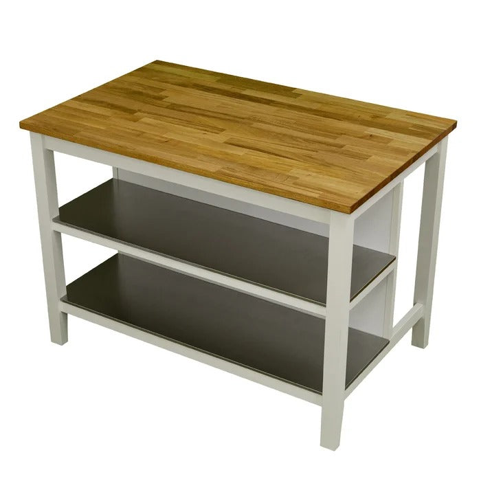 Kitchen Island Table: 49.6'' Wide Kitchen Island with Solid Wood Top