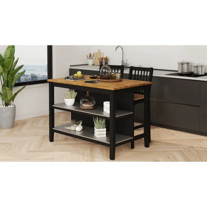 Kitchen Island Table: 49.6'' Wide Kitchen Island with Solid Wood Top