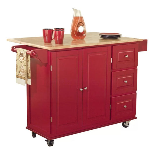 Kitchen Island Table: 53.75'' Wide Rolling Kitchen Island with Solid Wood Top