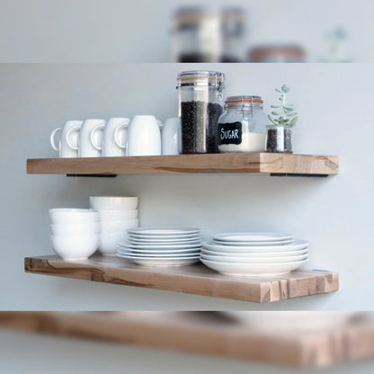 Kitchen Shelves  2 Piece Maple Solid Wood Bracket Shelf