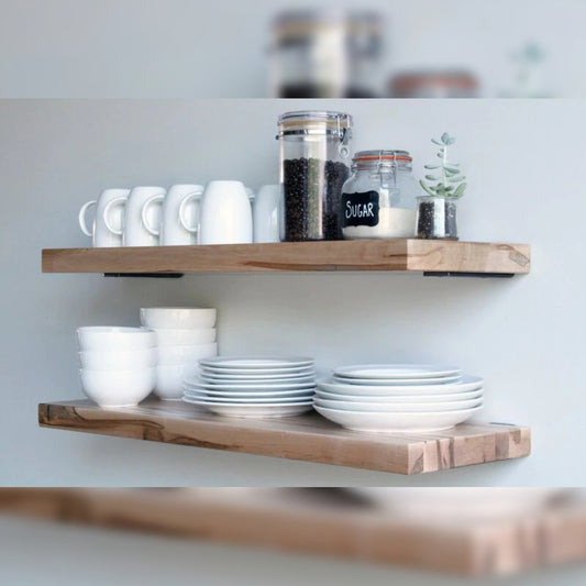 Kitchen Shelves  2 Piece Maple Solid Wood Bracket Shelf