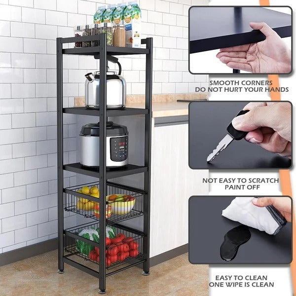 Kitchen Shelves: Barlette 47.7" H x 11.8" W x 14.9" D Shelving Unit