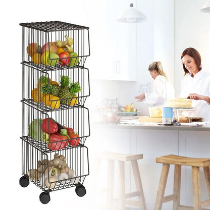 Kitchen Racks: Goku 4-Tier Dark Brown Kitchen Storage Shelves