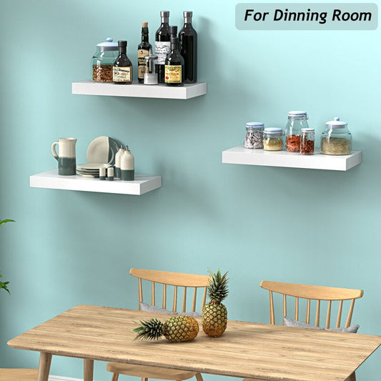 Kitchen Shelves : Modern Wood 3 Piece Floating Shelf Set