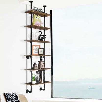 Kitchen Shelves: Pardon 82.5" H x 24" W x 10" D 6 Shelf Citer Pipe Wall Shelf