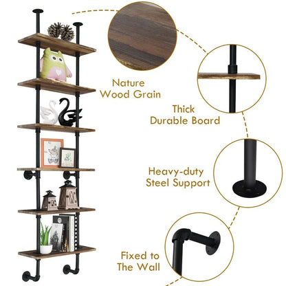 Kitchen Shelves: Pardon 82.5" H x 24" W x 10" D 6 Shelf Citer Pipe Wall Shelf