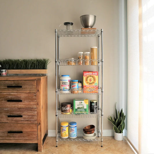 Kitchen Shelves: Pegani 60" H x 24" W x 14" D Wire Shelving with Baskets