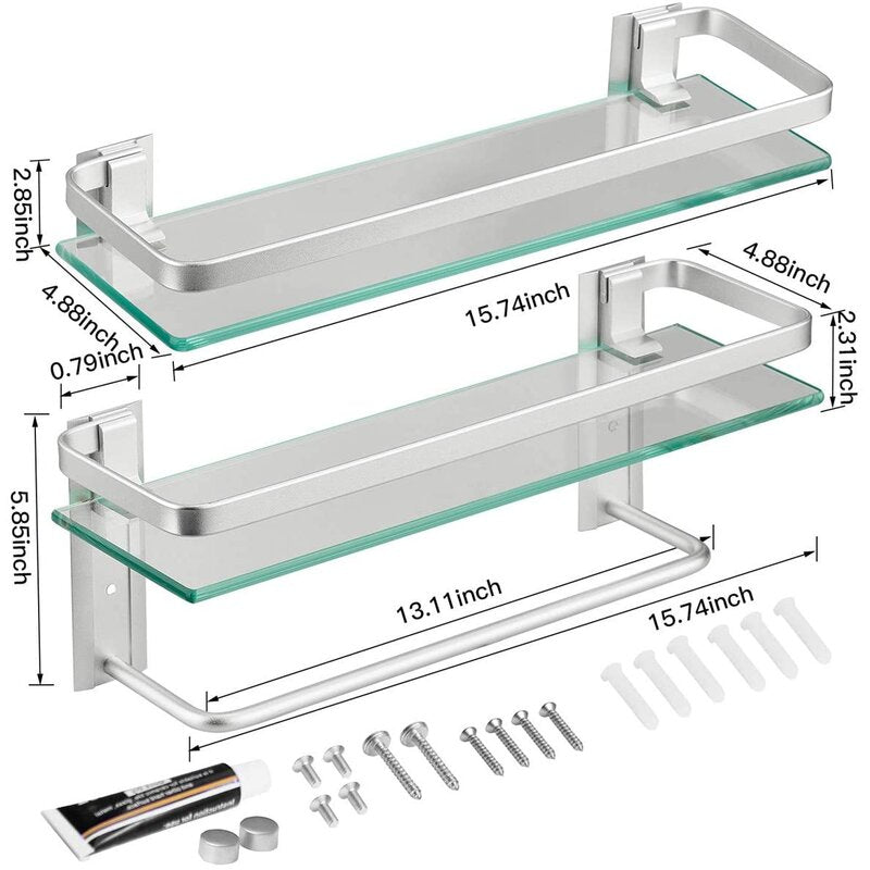 Kitchen Shelves : Rustproof Metal Wall Mounted Storage Shelves 2-Tier For Kitchen Bathroom