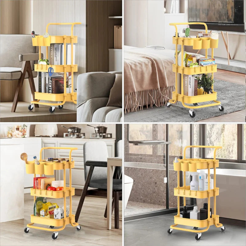 Kitchen Trolley: 16.9'' Steel Kitchen Cart with Locking Wheels