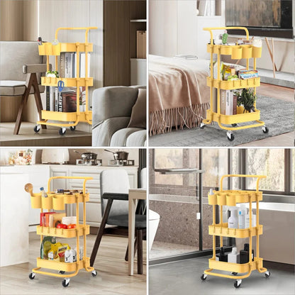 Kitchen Trolley: 16.9'' Steel Kitchen Cart with Locking Wheels