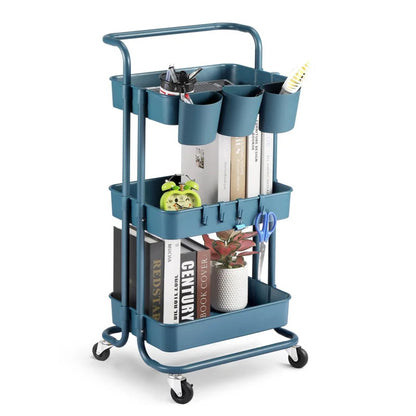 Kitchen Trolley: 16.9'' Steel Kitchen Cart with Locking Wheels