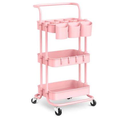 Kitchen Trolley: 16.9'' Steel Kitchen Cart with Locking Wheels